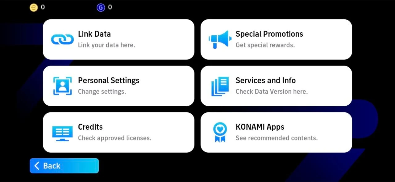 انتخاب گزینه Link Data در بخش Support بازی ای فوتبال موبایل